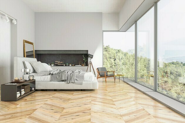 Modern Bedroom interior with nature view | McSwain Carpet & Floors